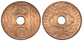II República (1931-1939). 25 céntimos. 1938. Madrid. (Cal-7). Ae. 4,95 g. EBC+. Est...10,00.