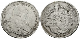 Alemania. Bavaria. Maximilian II. 1 thaler. 1759. (Km-223.2). Ag. 27,72 g. Resto de soldadura a las 12 h. BC+. Est...60,00.
