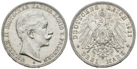 Alemania. Prussia. Wilhelm II. 3 marcos. 1911. Berlín. A. (Km-527). Ag. 16,65 g. EBC-. Est...50,00.