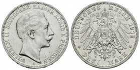 Alemania. Prussia. Wilhelm II. 3 marcos. 1912. Berlín. A. (Km-527). Ag. 16,62 g. Golpecitos en el canto. EBC-/EBC. Est...40,00.
