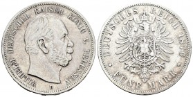 Alemania. Prussia. Wilhelm I. 5 marcos. 1876. B. (Km-503). (Jaeger-97). Ag. 27,55 g. MBC-. Est...50,00.