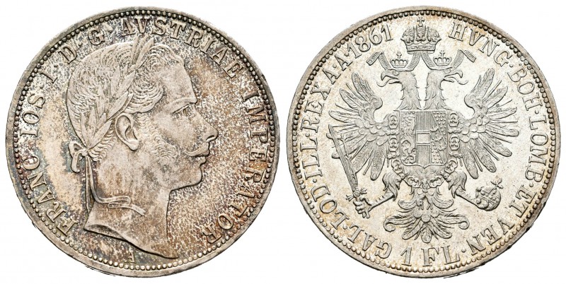 Austria. Franz Joseph I. 1 florín. 1861. Viena. A. (Km-2219). Ag. 12,34 g. SC-/S...