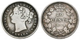 Canadá. Victoria. 20 cent. 1858. (Km-4). Ag. 4,50 g. BC+. Est...25,00.
