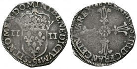 Francia. Henry IV. 1/4 ecu. 1607. (Km-1.1). (Duplessy-1240). Ag. 9,40 g. MBC. Est...120,00.