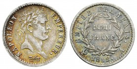 Francia. Napoleón I. 1/2 franco. 1812. París. A. (Km-691.1). Ag. 2,51 g. Bonita pátina. Atractiva. Escasa. EBC+. Est...120,00.