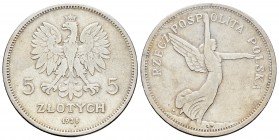 Polonia. 5 zlotych. 1928. (Km-Y18). Ag. 17,83 g. Muy escasa. MBC. Est...120,00.