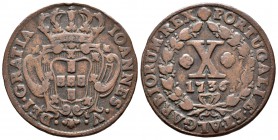 Portugal. Joao V. 10 reis. 1736. (Km-217). (Gomes-34.18). Ae. 13,29 g. MBC-. Est...25,00.
