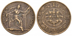 Portugal. 1 escudo. 1926. (Km-576). (Gomes-24.02). Al-Ae. 7,99 g. MBC. Est...25,00.