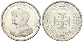 Portugal. Carlos I. 1000 reis. 1898. (Km-539). (Gomes-14.01). Ag. 25,00 g. 400 Aniversario del descubrimiento de la India. Brillo original. SC-. Est.....