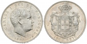 Portugal. Carlos I. 1000 reis. 1899. (Km-540). (Gomes-13.01). Ag. 24,95 g. Parte de brillo original. EBC+. Est...75,00.