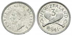 Nueva Zelanda. George VI. 3 pence. 1941. (Km-7). Ag. 1,38 g. SC-. Est...18,00.