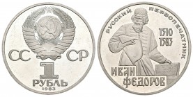 Rusia. 1 rublo. 1983. (Km-Y193.1). Cu-Ni. 12,68 g. 400º Aniversario muerte de Ivan Fedorov. PROOF. Est...20,00.