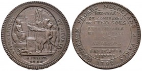 Francia. Medalla de confianza de 5 soles. 1792. (Km-Tn31). Ae. 29,45 g. Representa la escena de lealtad que data del 14 de julio de 1790. 39 mm. EBC/E...