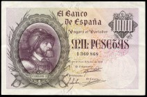 1000 pesetas. 1940. Madrid. (Ed 2017-445). 21 de octubre, Carlos I. Sin serie. Dobleces. MBC+. Est...120,00.
