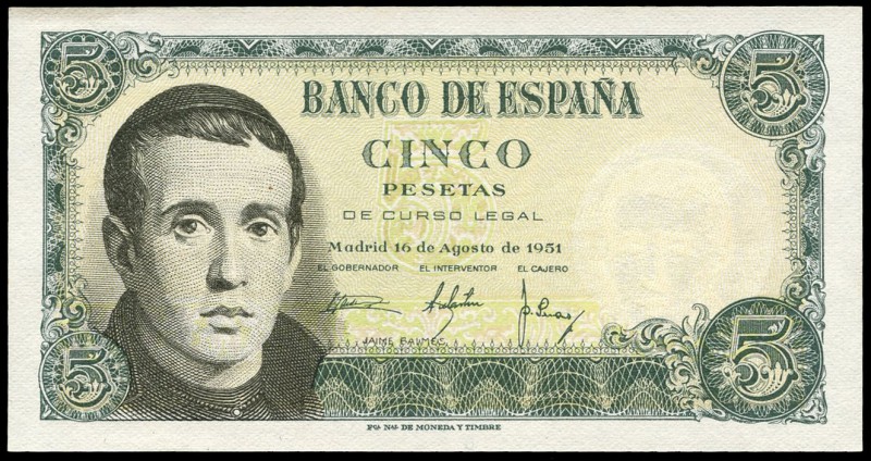 5 pesetas. 1951. Madrid. (Ed 2017-459a). 16 de agosto, Jaime Balmes. Serie N. SC...