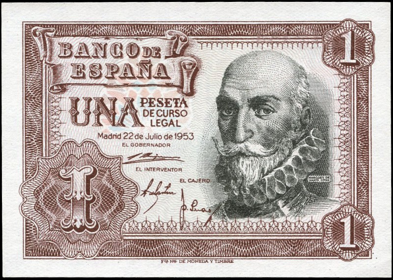 1 peseta. 1953. Madrid. (Ed 2017-465). 22 de julio, Marqués de Santa Cruz. Sin s...