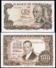 Lote de 2 billetes 100 pesetas 1953 serie 3G y 100 pesetas 1970 sin serie.. SC. Est...25,00.