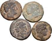 Hispania Antigua. Lote de 4 monedas ibéricas diferentes, Sekaisa, Bolskan, Tamaniu y Kelse. A EXAMINAR. BC/BC+. Est...100,00.