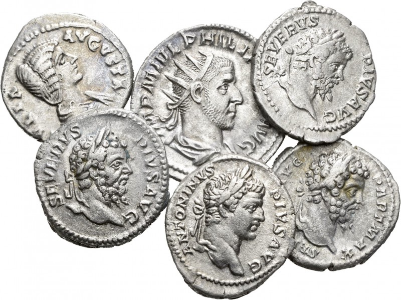 Lote de 5 denarios y 1 antoniniano del Imperio Romano, todos ellos diferentes. A...