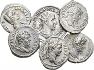 Lote de 5 denarios y 1 antoniniano del Imperio Romano, todos ellos diferentes. A EXAMINAR. MBC/EBC-. Est...220,00.