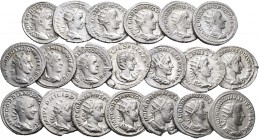 Lote de 20 antoninianos de plata del Imperio Romano, Gordiano III, Otacilia Severa , Filipo I y Filipo II, reversos diferentes. A EXAMINAR. MBC/EBC-. ...