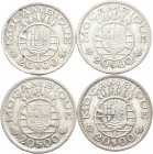 Mozambique. Lote de 4 piezas de 20 escudos, 1952, 1955, 1960 y 1966. A EXAMINAR. MBC-/MBC. Est...25,00.