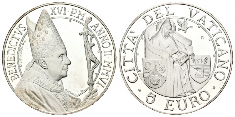 Vaticano. Benedicto XVI. 5 euros. 2006. Roma. R. Ag. 18,02 g. Día mundial de la ...