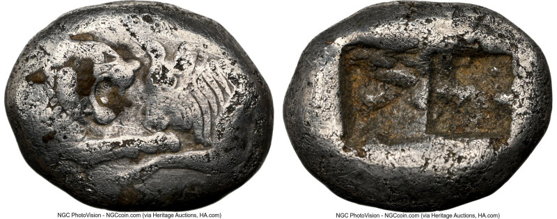 LYDIAN KINGDOM. Croesus (561-546 BC). AR third-stater (13mm, 3.45 gm). NGC VG 5/...