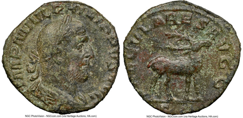 Philip I (AD 244-249). AE sestertius (27mm, 15.52 gm, 1h). NGC XF 4/5 - 3/5, smo...