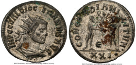 Diocletian (AD 284-305). BI antoninianus (21mm, 3.74 gm, 1h). NGC MS 5/5 - 3/5, Silvering. Cyzicus, 5th officina. IMP C C VAL DIOCLETIANVS AVG, radiat...