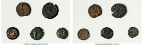 ANCIENT LOTS. Judaea. Lot of five (5) AE prutahs. Good-VG. Includes: Five AE prutahs, various rulers and types. SOLD AS IS, NO RETURNS. HID09801242017...