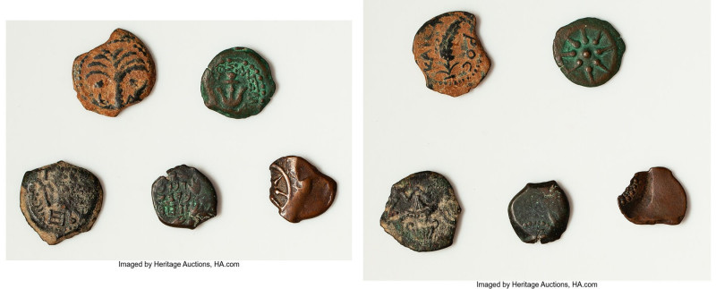 ANCIENT LOTS. Judaea. Lot of five (5) AE prutahs. Good-Fine. Includes: Five AE p...