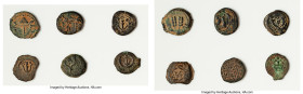 ANCIENT LOTS. Judaea. Lot of six (6) AE prutahs. Good-Fine. Includes: Six AE prutahs, various rulers and types. SOLD AS IS, NO RETURNS. HID09801242017...