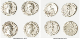 ANCIENT LOTS. Roman Imperial. Trajan (AD 98-117). Lot of four (4) AR denarii. Choice Fine-VF. Includes: Four AR denarii of Trajan, various types. SOLD...