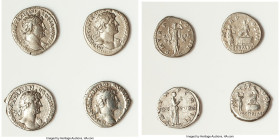 ANCIENT LOTS. Roman Imperial. Hadrian (AD 117-138). Lot of four (4) AR denarii. Choice Fine-VF. Includes: Four AR denarii of Hadrian, various types. S...