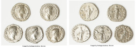 ANCIENT LOTS. Roman Imperial. Marcus Aurelius (AD 161-180). Lot of five (5) AR denarii. Choice Fine-VF. Includes: Five AR denarii of Marcus Aurelius, ...