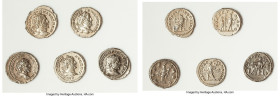 ANCIENT LOTS. Roman Imperial. Caracalla (AD 198-217). Lot of five (5) AR denarii. Choice Fine-Choice VF. Includes: Five AR denarii of Caracalla, vario...