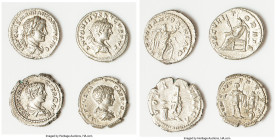 ANCIENT LOTS. Roman Imperial. Lot of four (4) AR denarii. Fine-Choice Fine. Includes: Four Roman Imperial AR denarii, various emperors and types. SOLD...