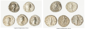 ANCIENT LOTS. Roman Imperial. Lot of five (5) AR denarii. Choice Fine-VF. Includes: Five Roman Imperial AR denarii, various empresses and types. SOLD ...