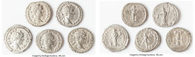 ANCIENT LOTS. Roman Imperial. Lot of five (5) AR denarii. Choice Fine-VF. Includes: Five Roman Imperial AR denarii, various emperors and types. SOLD A...