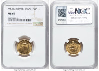 Muhammad Reza Pahlavi gold 1/2 Pahlavi MS 2537 (1978) MS64 NGC, Tehran mint, KM1199,, Fr-102. Lustrous semi-Prooflike fields. HID09801242017 © 2024 He...