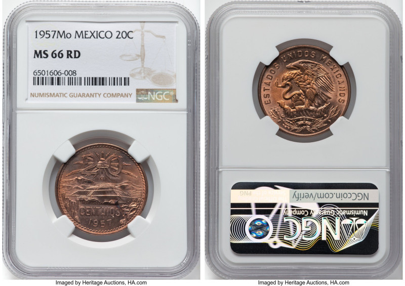 Estados Unidos 4-Piece Lot of Certified 20 Centavos MS66 Red NGC, 1) 20 Centavos...