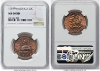 Estados Unidos 4-Piece Lot of Certified 20 Centavos MS66 Red NGC, 1) 20 Centavos 1957-Mo, Mexico City mint, KM440 2) 20 Centavos 1965-Mo, Mexico City ...