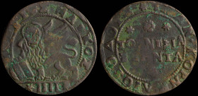 GREECE: ITALIAN STATES / VENICE (CRETE): 4 Soldi (60 Tornesi) (ND 1625-1629) in copper. The lion of St Mark with aureole and Gospel with inscription "...