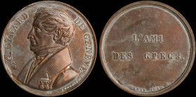 GREECE: SWITZERLAND: Bronze commemorative medal for Jean-Gabriel Eynard (1775-1863), a Swiss banker and significant benefactor of the Greek independen...