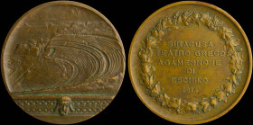 GREECE: ITALY: Bronze commemorative medal (1914) for the Greek theater in Syracuse in the event of the "Agamemnon" written by legendary Greek playwrig...