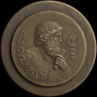 GREECE: Medal hub die of the obverse of a commemorative medal for Asclepius, the God of Healing Medicine. It shows Aesclipius facing right, with his R...