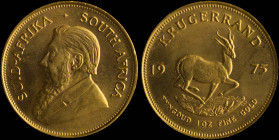 SOUTH AFRICA: 1 Krugerrand (1975) in gold (0,917). Bust of Paul Kruger facing left on obverse. Springbok walking right divides date on reverse. (KM 73...