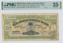 BRITISH WEST AFRICA: 10 Shillings (1.12.1942) in green. Palm tree at center on face. S/N: "I/3 215839". WMK: Bank title & face value "10". Printed by ...