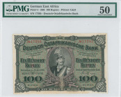 GERMAN EAST AFRICA: 100 Rupien (15.6.1905) in black on green unpt. Portrait of Kaiser Wilhelm II in cavalry uniform at center on face. S/N: "17395". P...